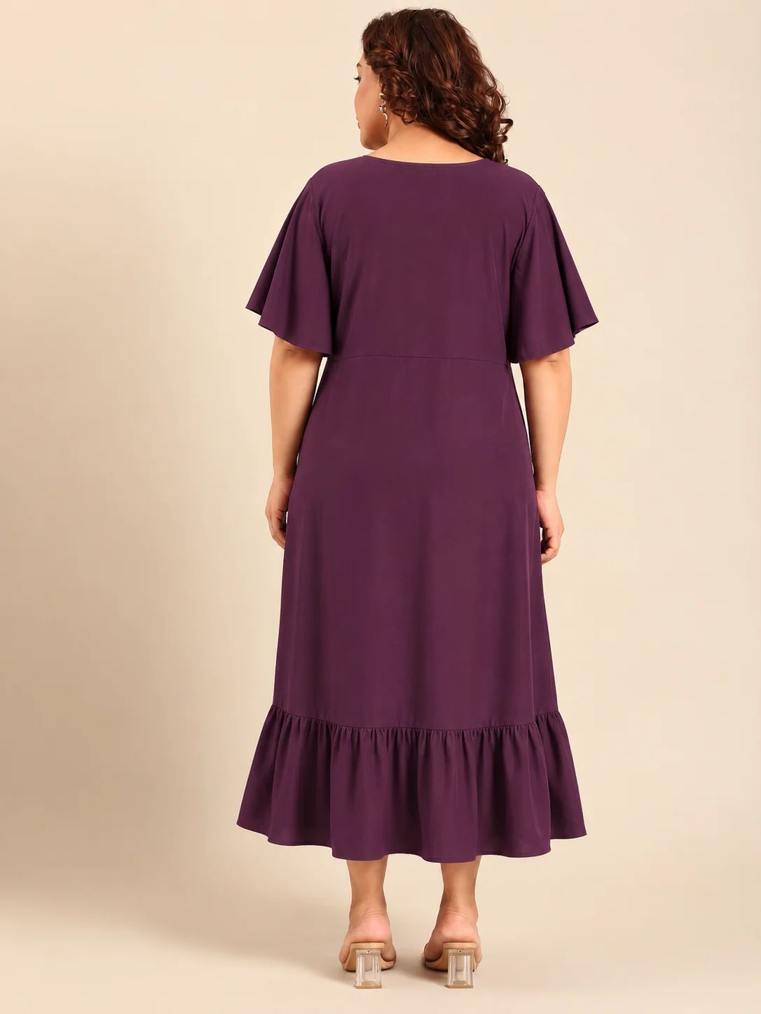 Maroon A-Line Button Down Dress