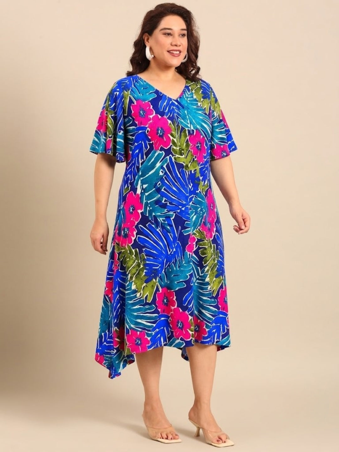 Multi Coloured Printed A-Line Dress