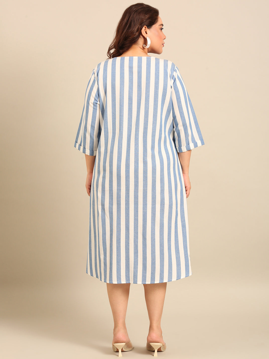 Cotton Stripe Pintuck Dress