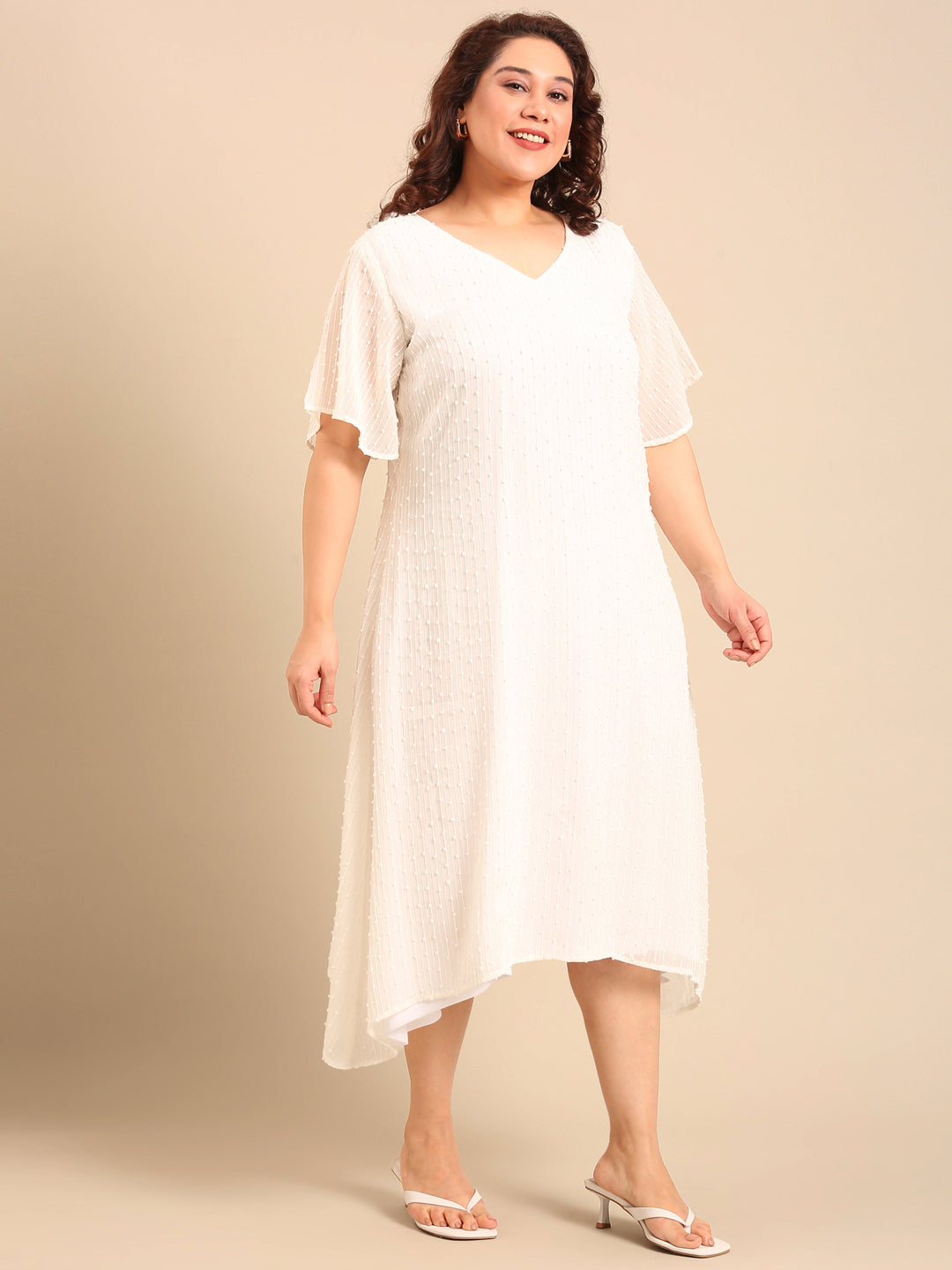 Embroidered White A-Line Dress