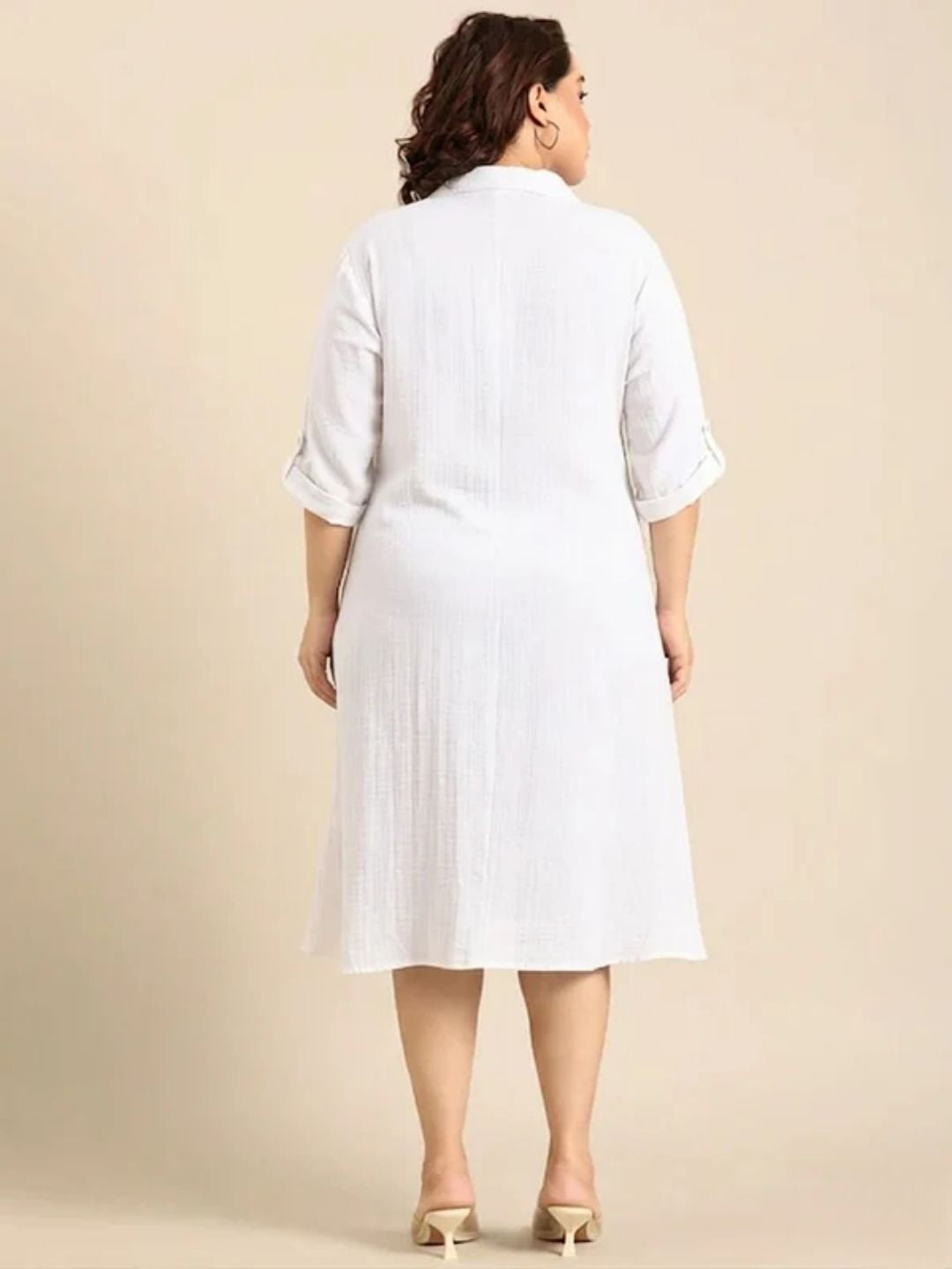 White Cotton A-Line Dress