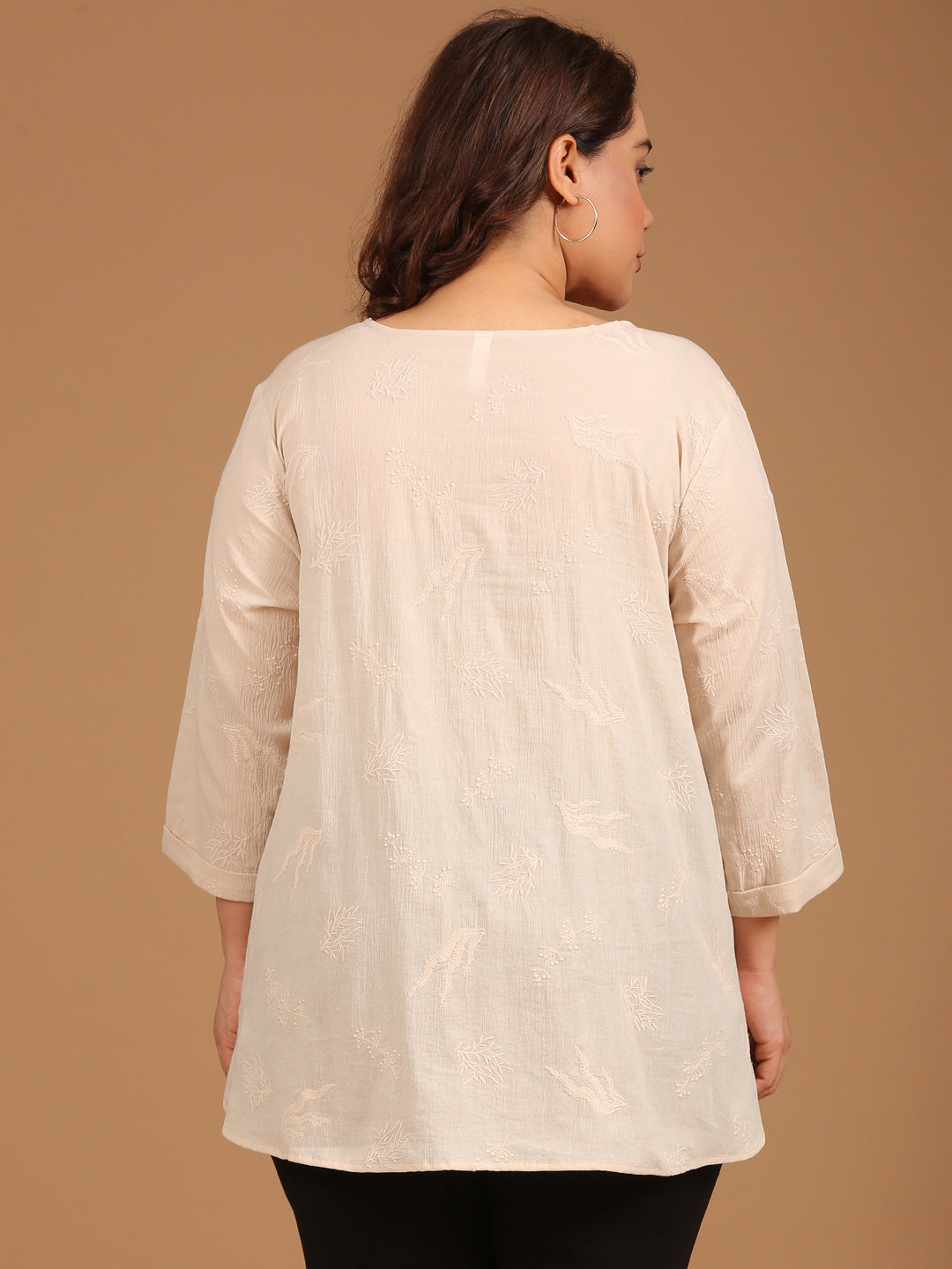 Beige Embroidered Top
