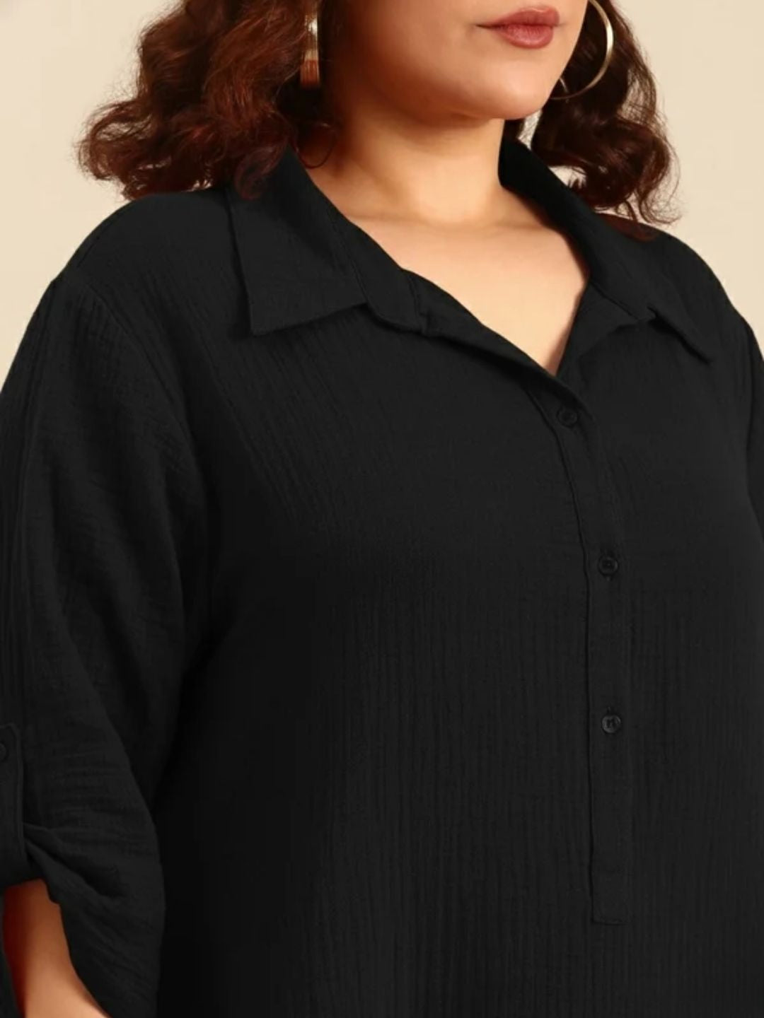Black Cotton A-Line Dress
