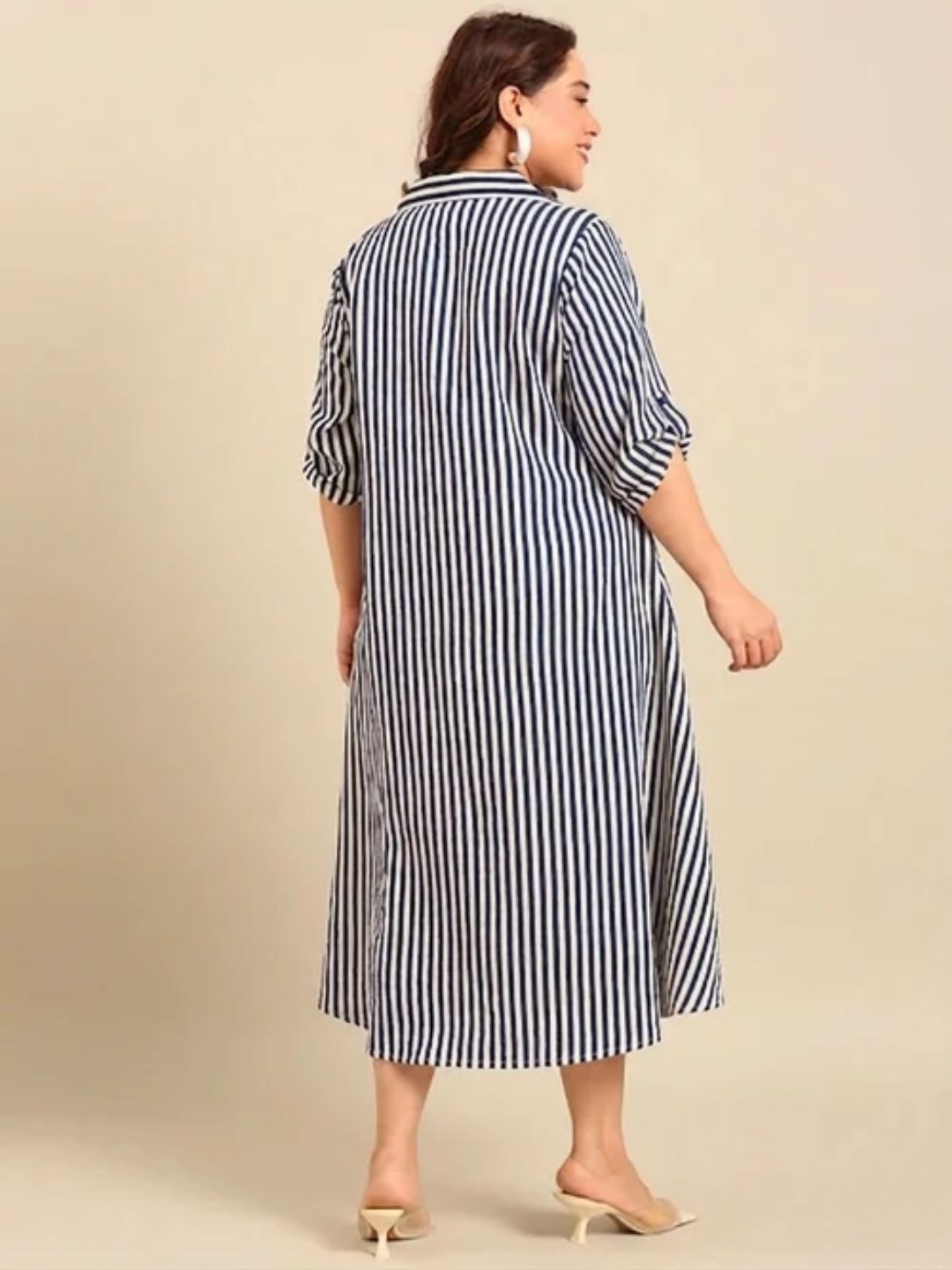 Teal and White Striped Shirt Dress