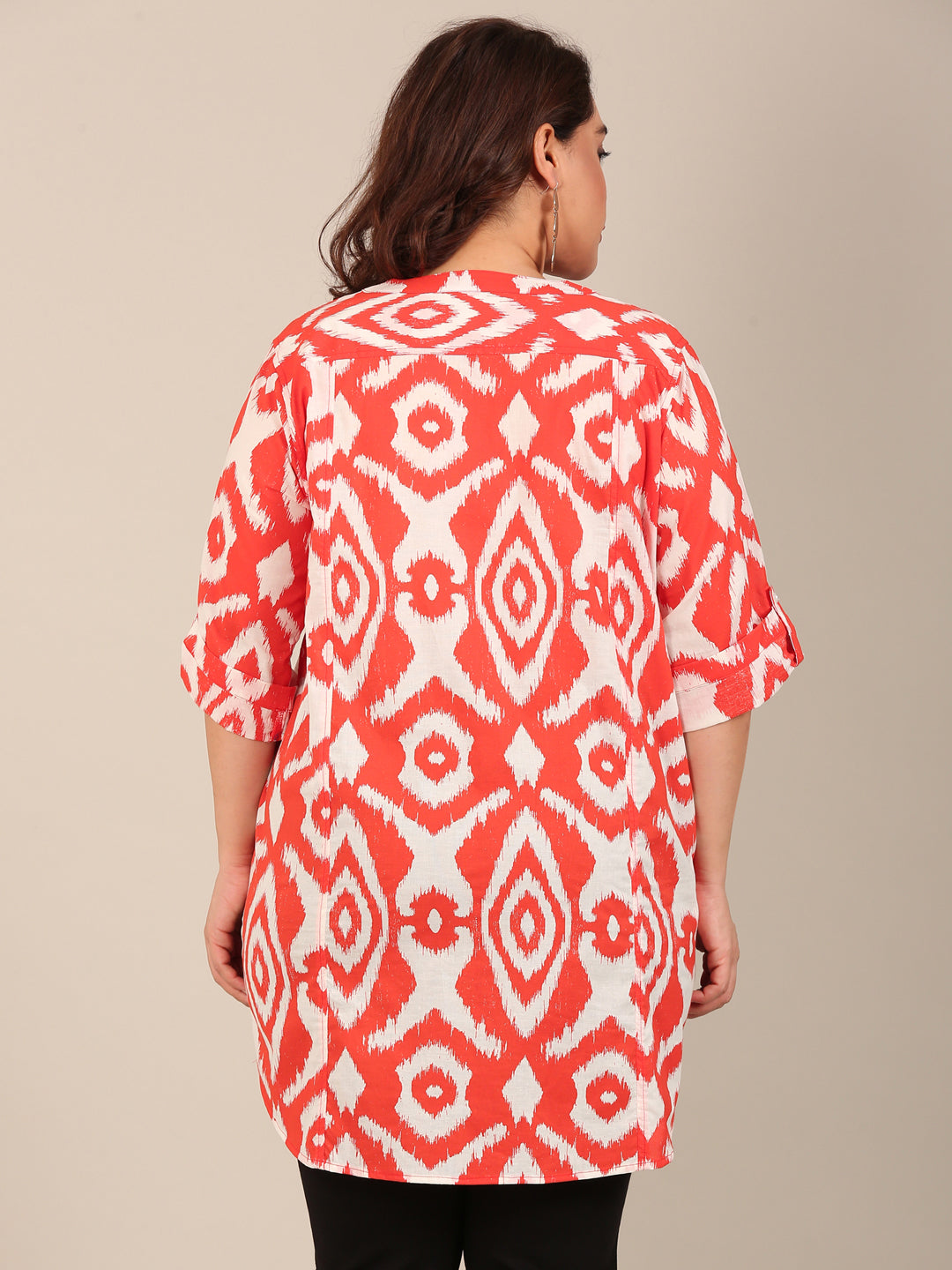 Orange Ikkat Printed Tunic
