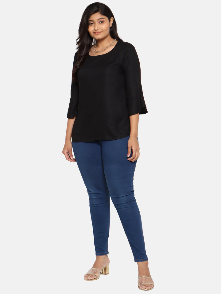 Women Black Solid Top