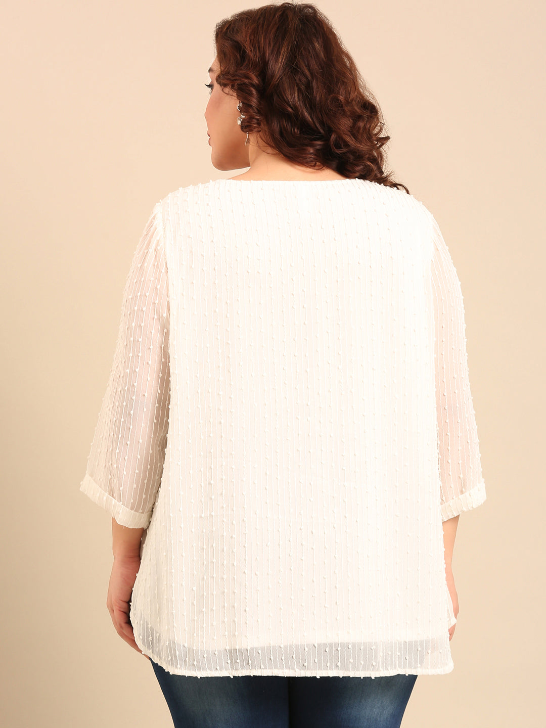 White Embroidered V-Neck Top