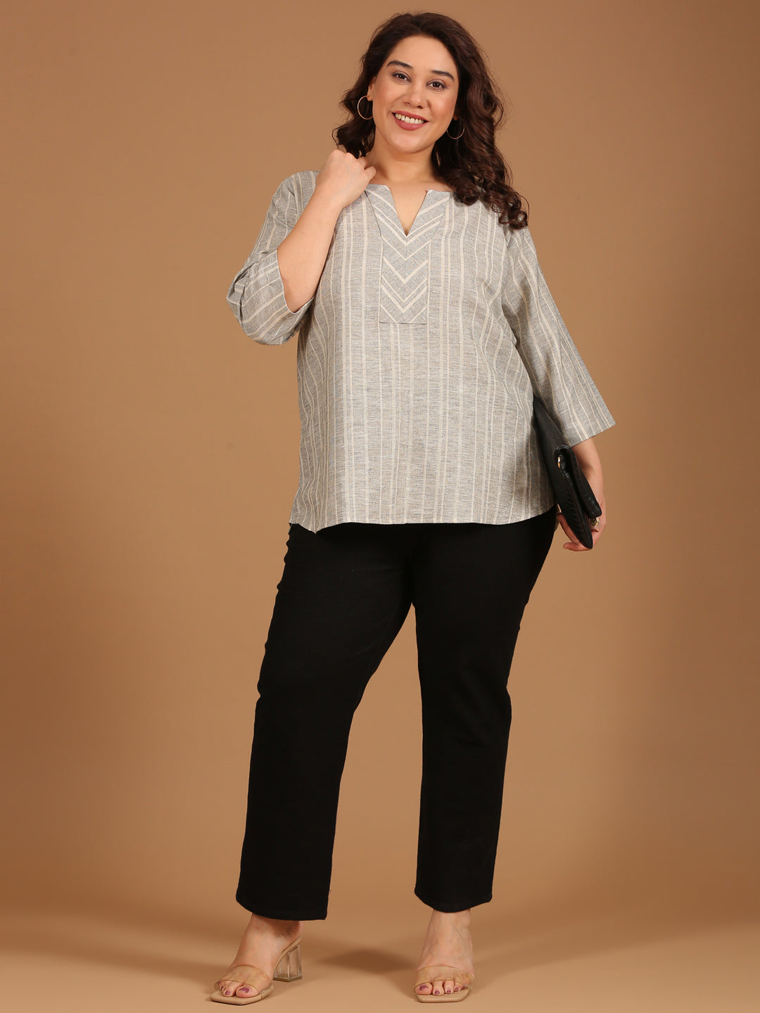 Classic Grey Striped Top