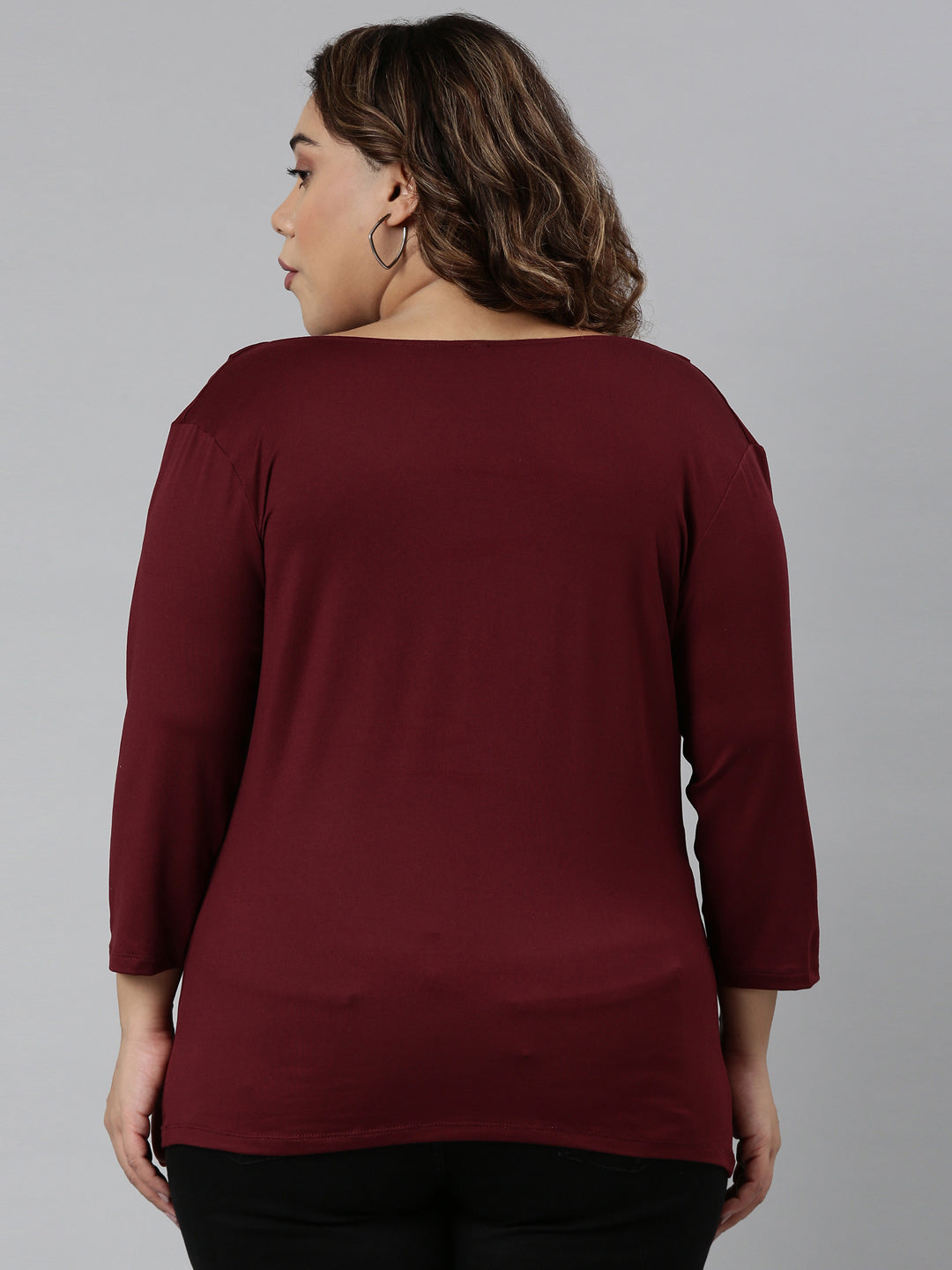 Maroon Viscose Cowl Neck Top