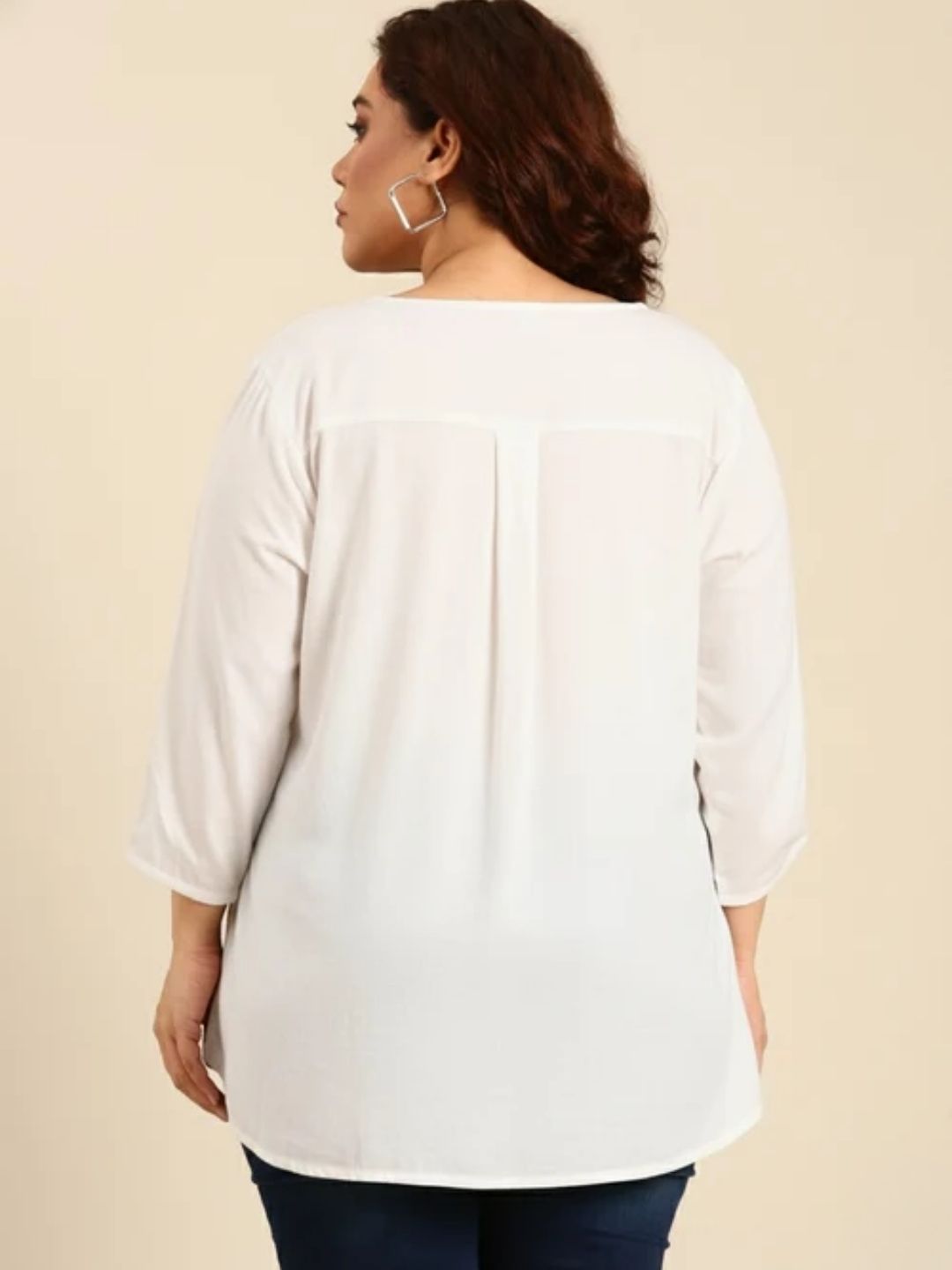 Cotton V-Neck White Top