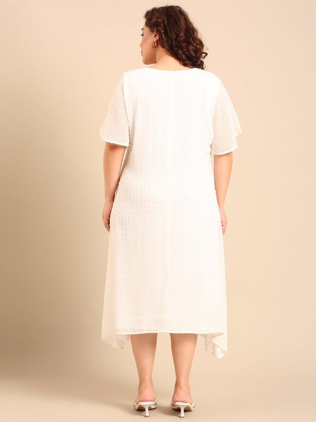 Embroidered White A-Line Dress