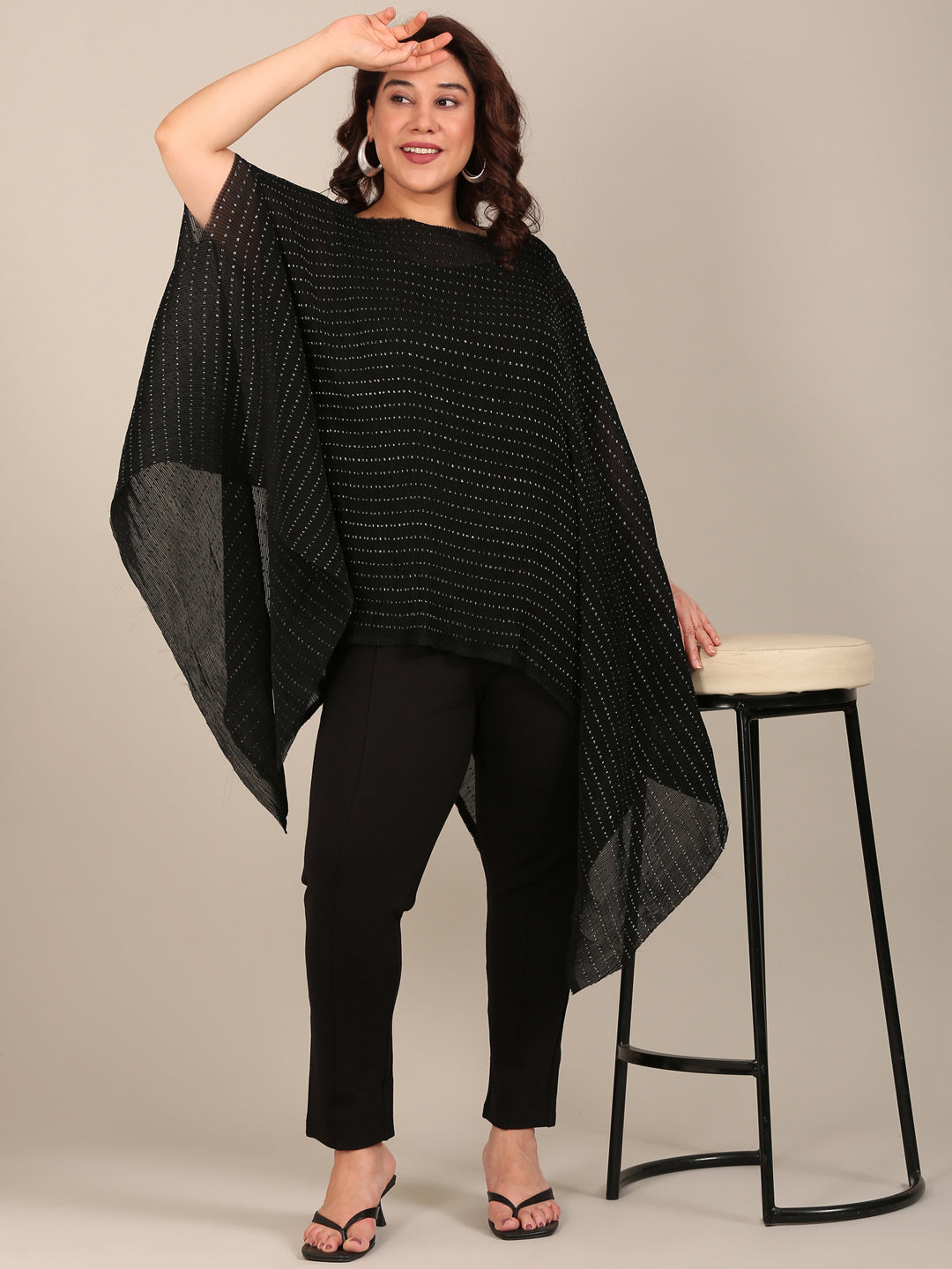 Black Lurex Kaftan Tunic