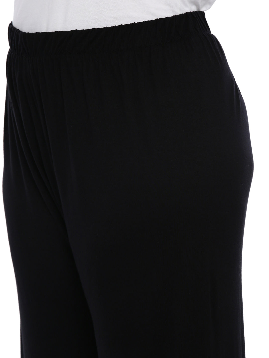 Black Solid Straight Palazzos