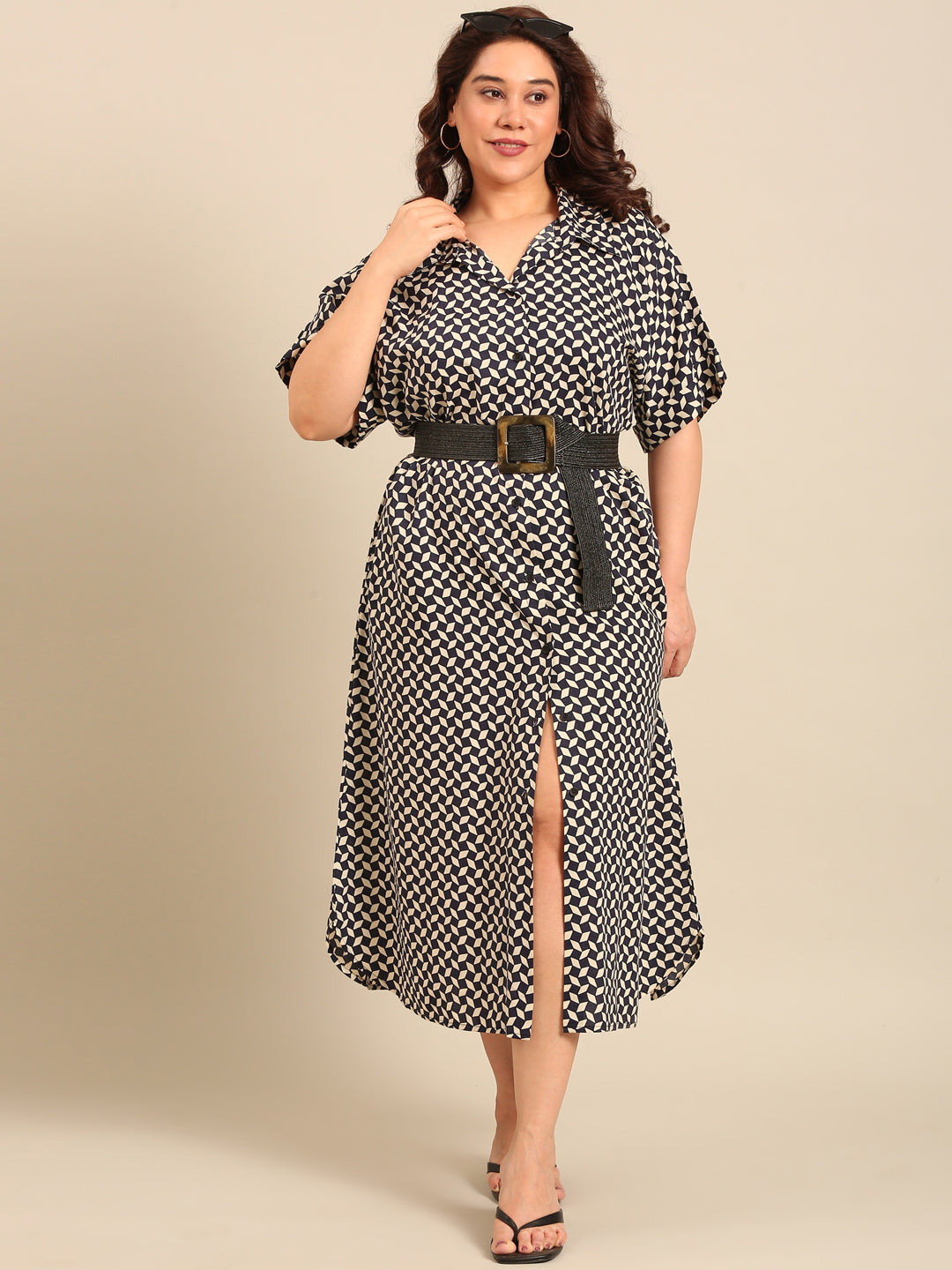 Printed Drop-Shoulder Shirt Dress