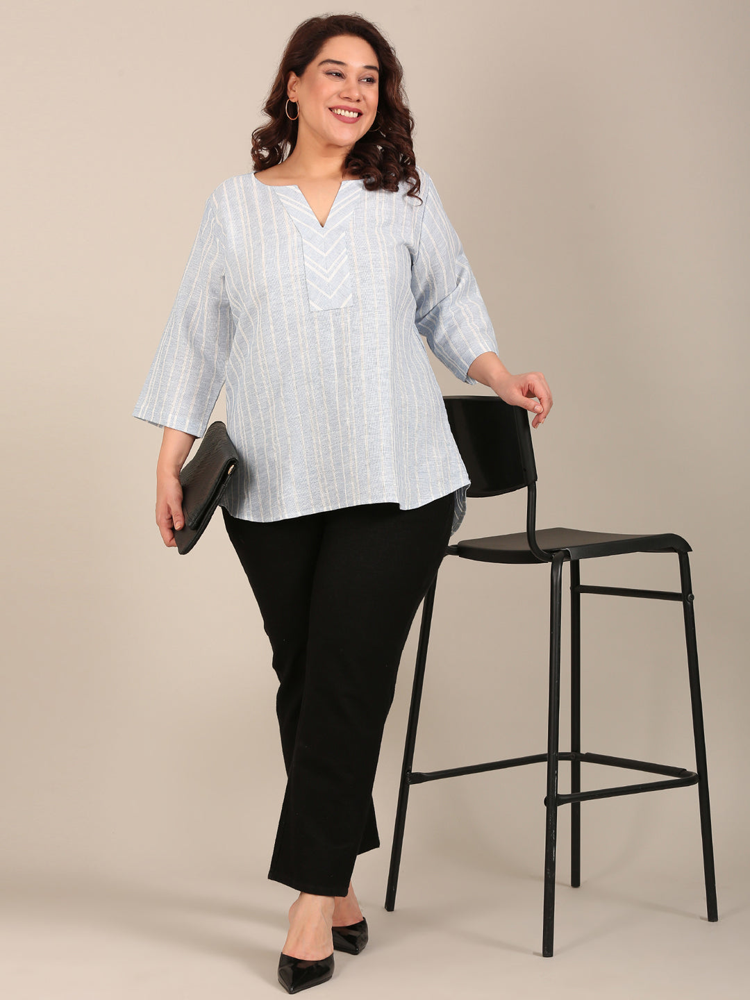 Classic Blue Striped Top