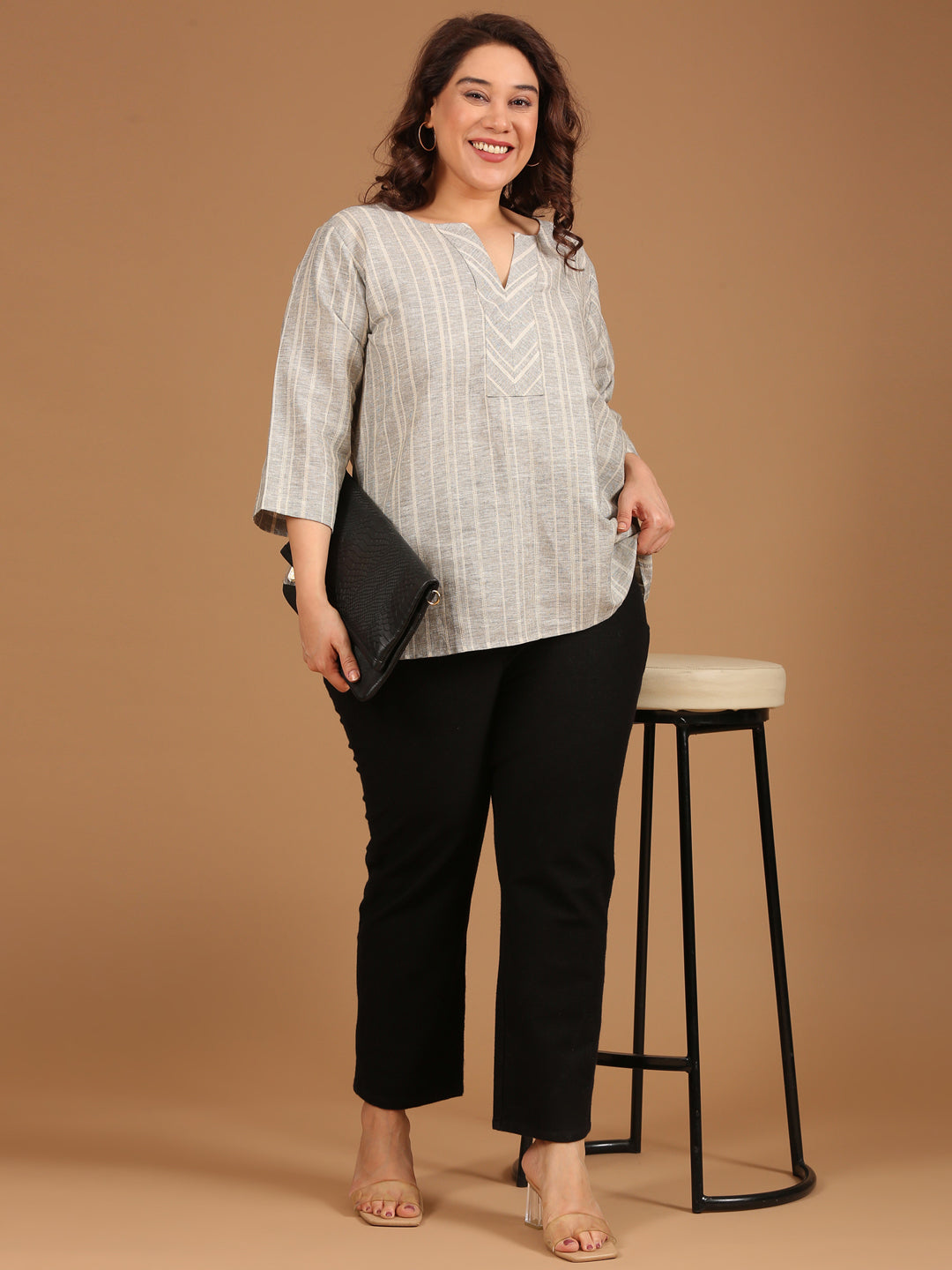 Classic Grey Striped Top