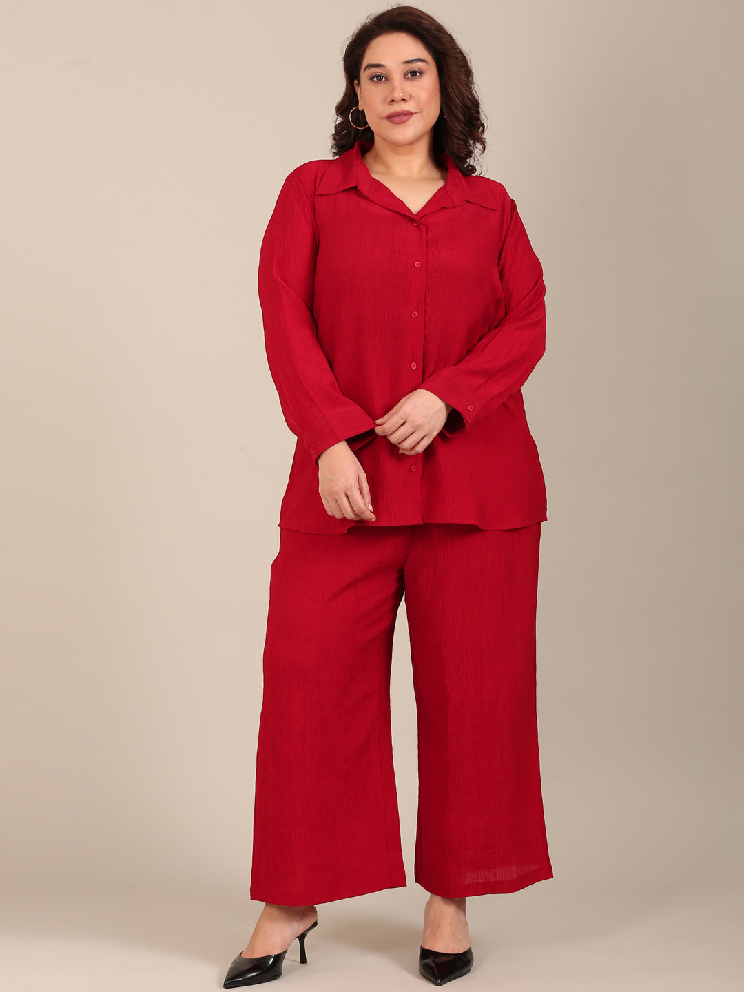 Red Crepe Co-ord Set (2 Piece)