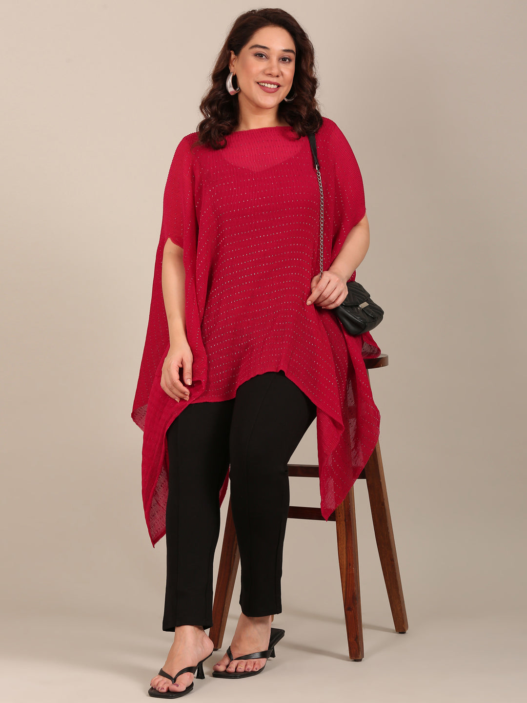 Pink Lurex Kaftan Tunic