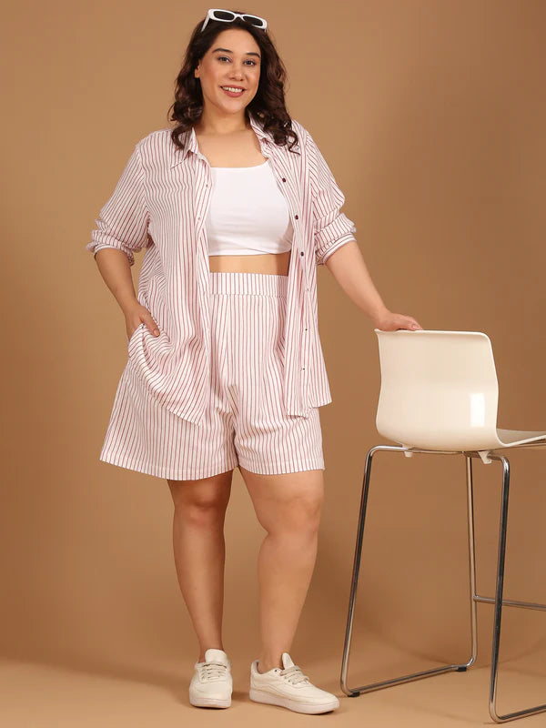 Red-White Striped Shorts
