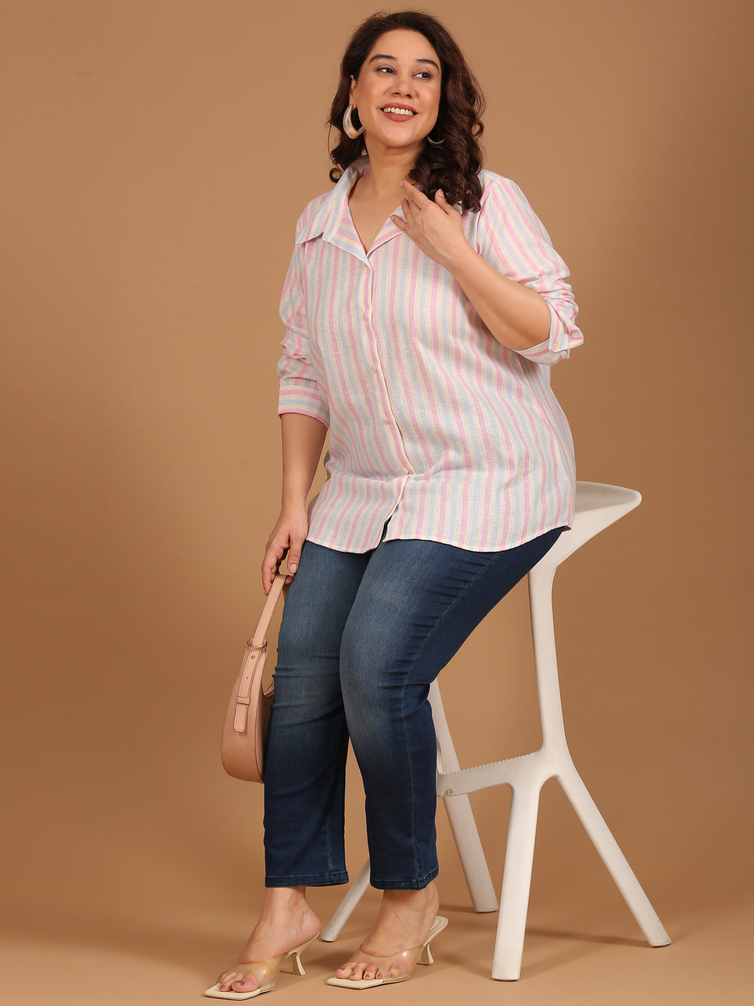 Linen Multi-Stripe Set With Shorts (2 Piece)