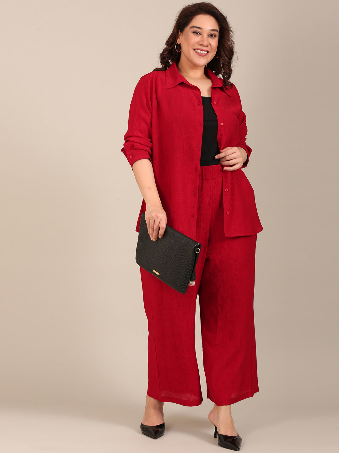 Red Crepe Co-ord Set (2 Piece)