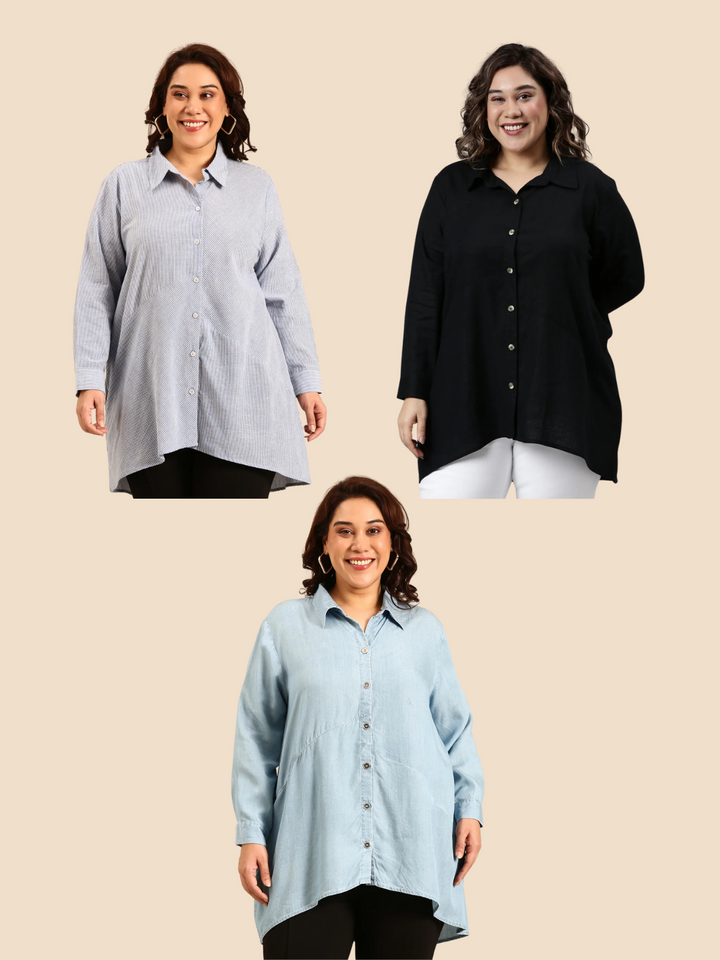 Longline Shirts Combo-Pack of 3