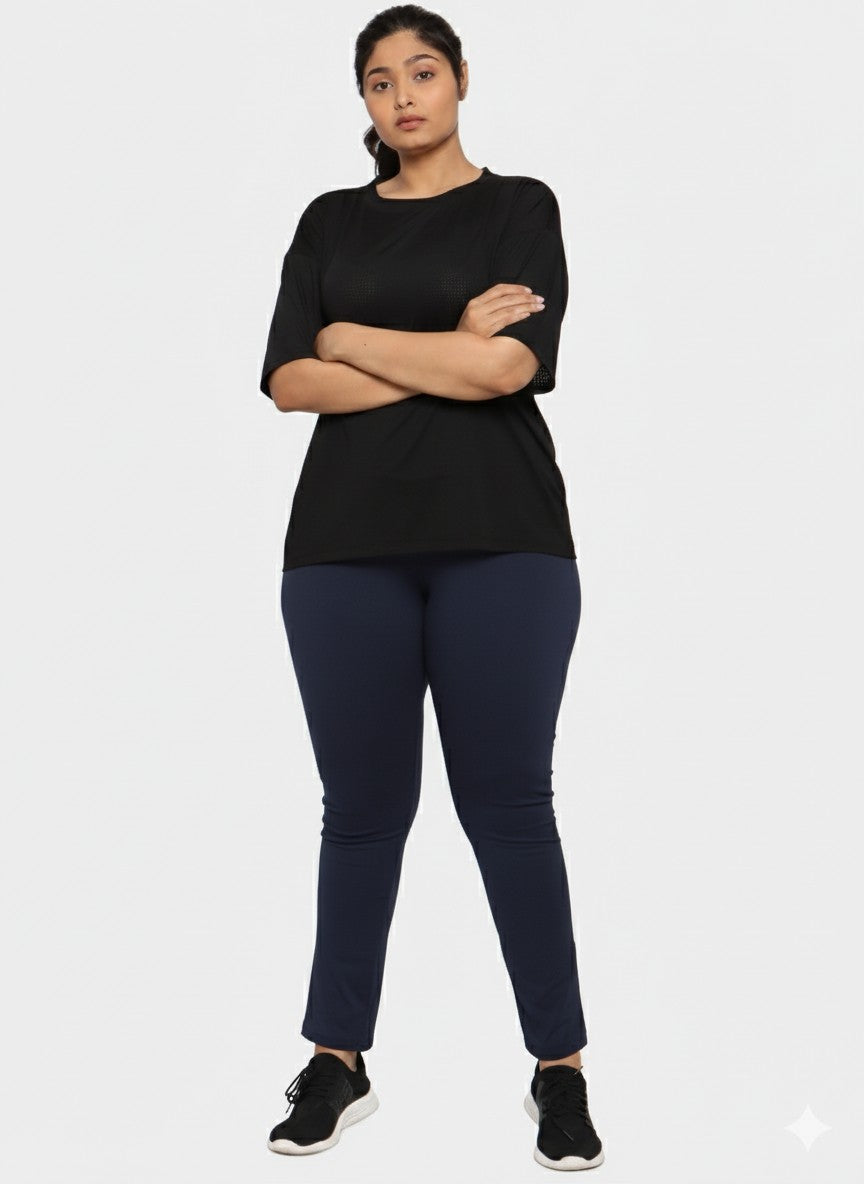 Navy Blue Solid Tights