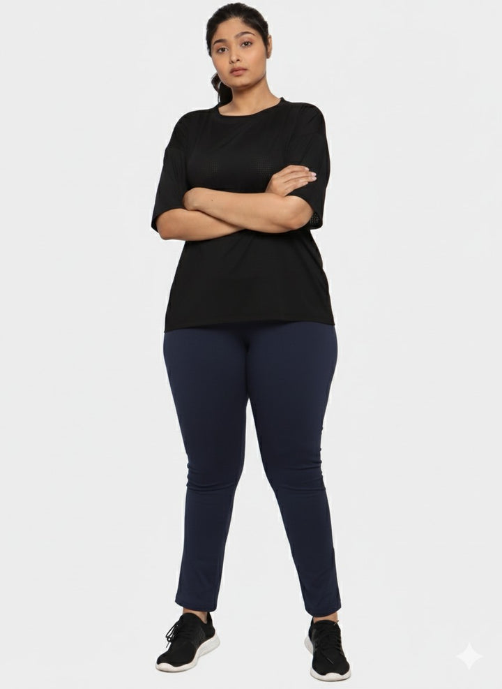 Navy Blue Solid Tights