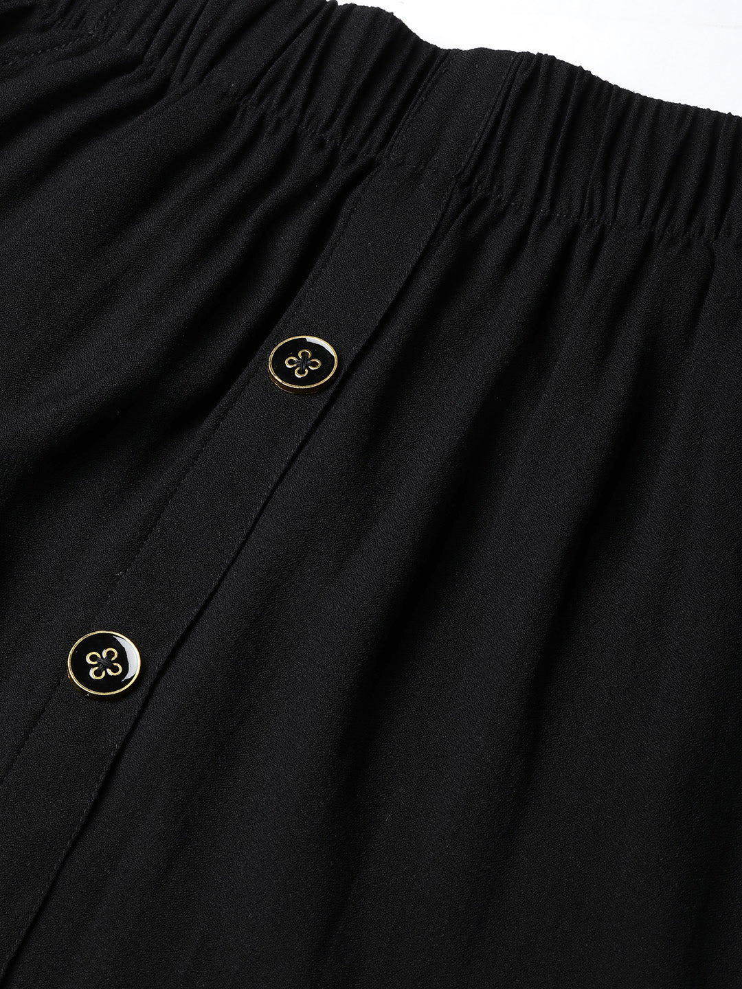 BLACK A LINE SKIRT WITH BUTTONS