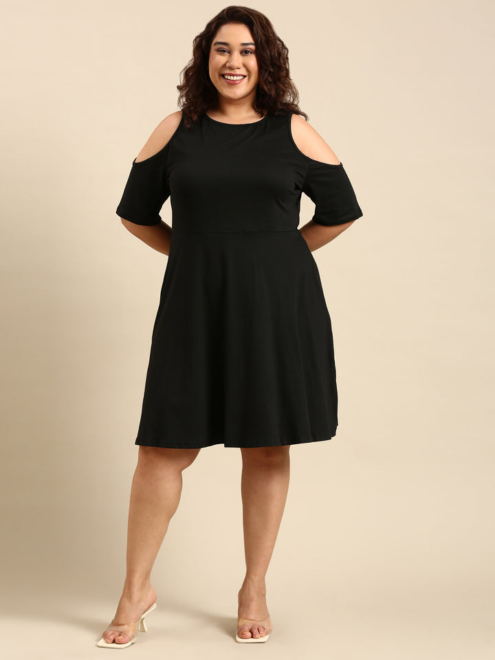 BLACK COLD SHOULDER DRESS