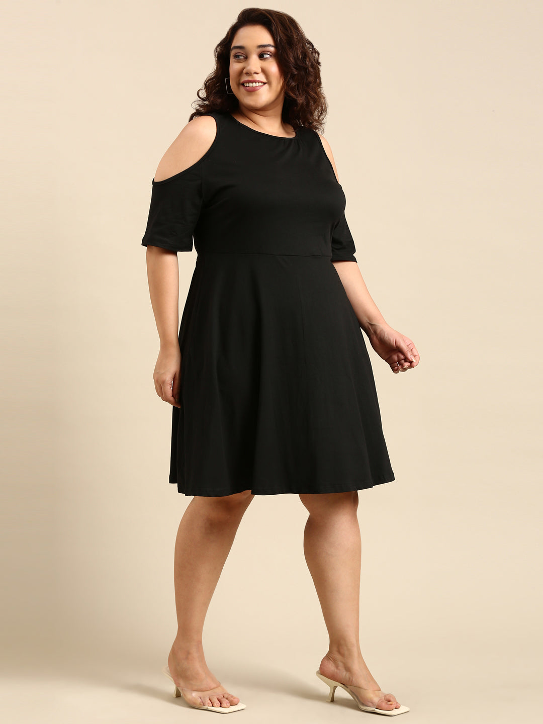 BLACK COLD SHOULDER DRESS