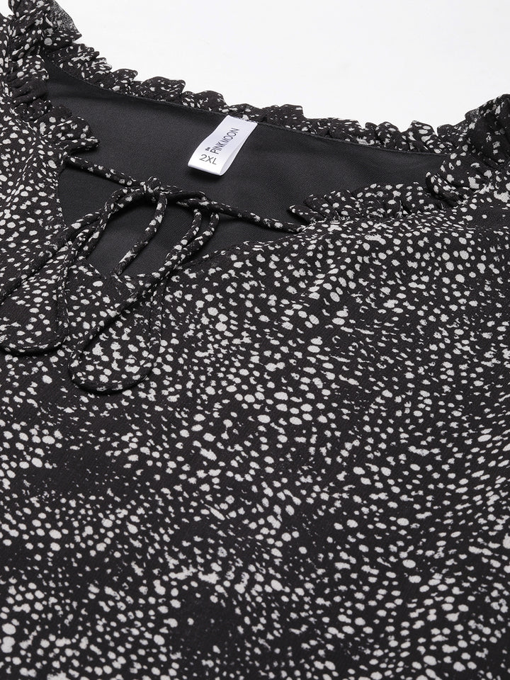 Black Dot Printed Top