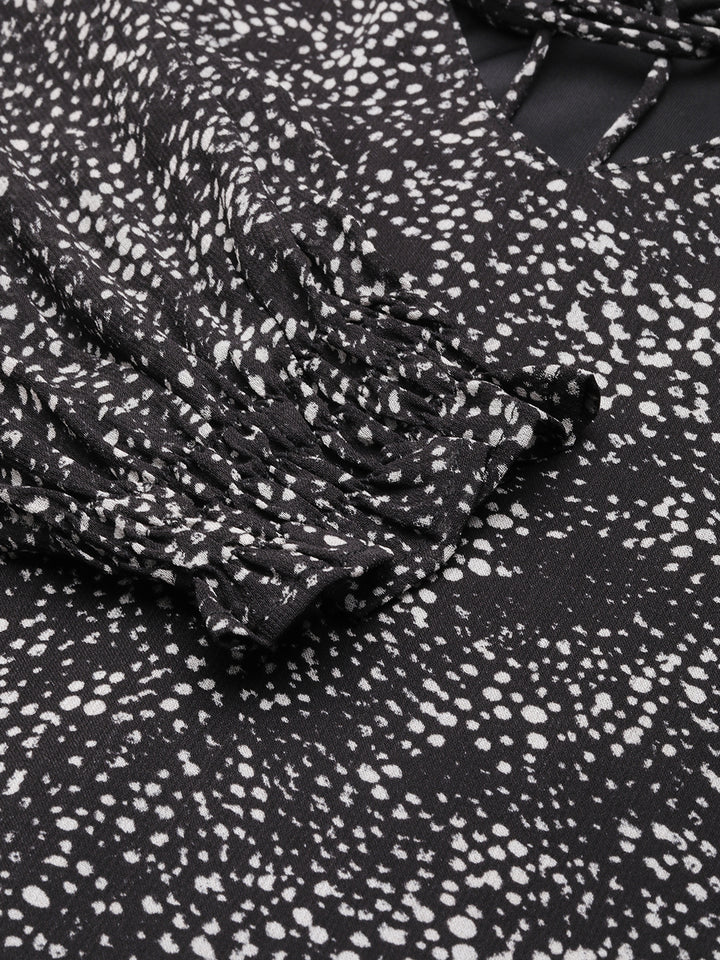 Black Dot Printed Top