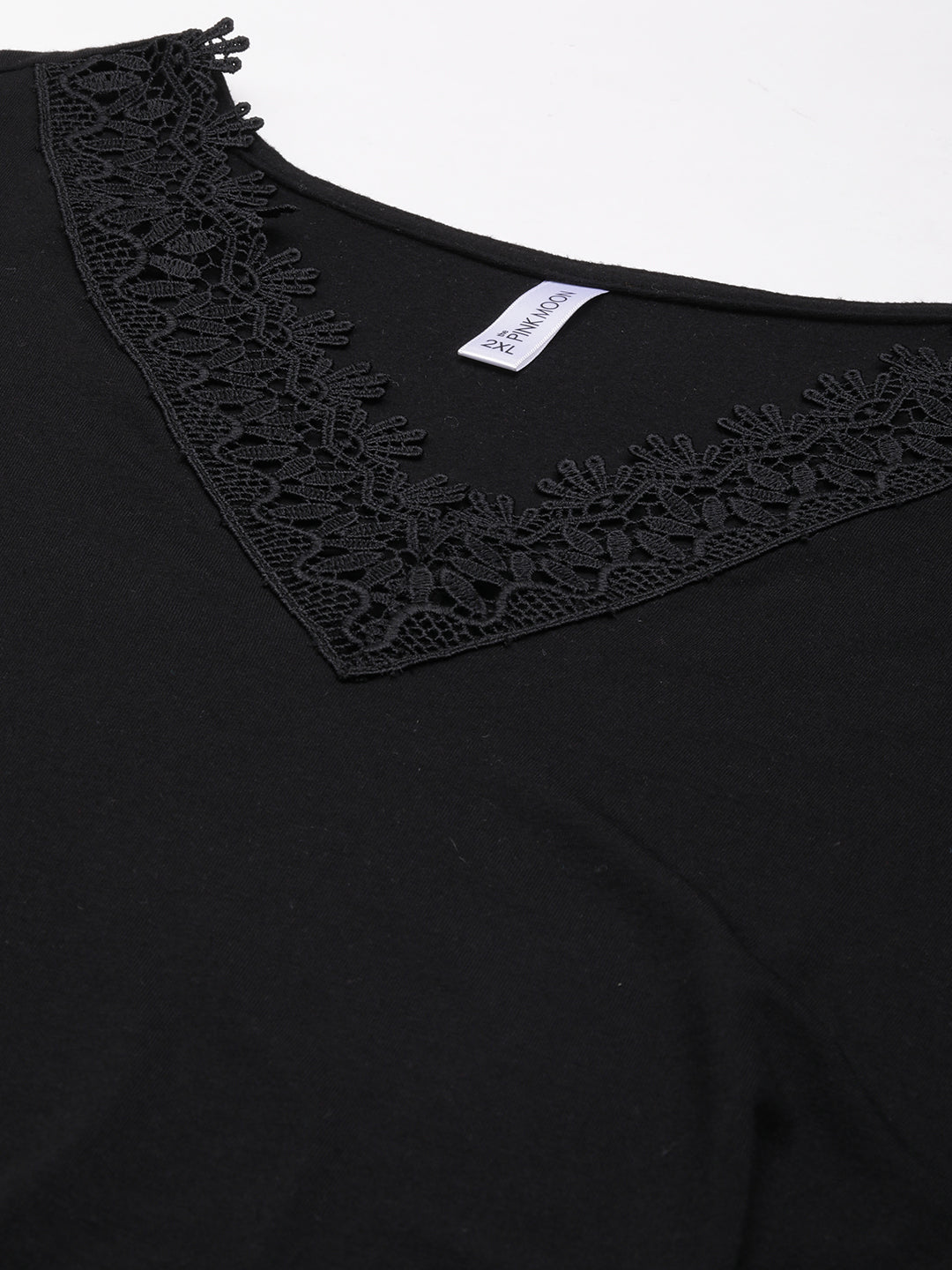 BLACK JERSEY LACE TOP