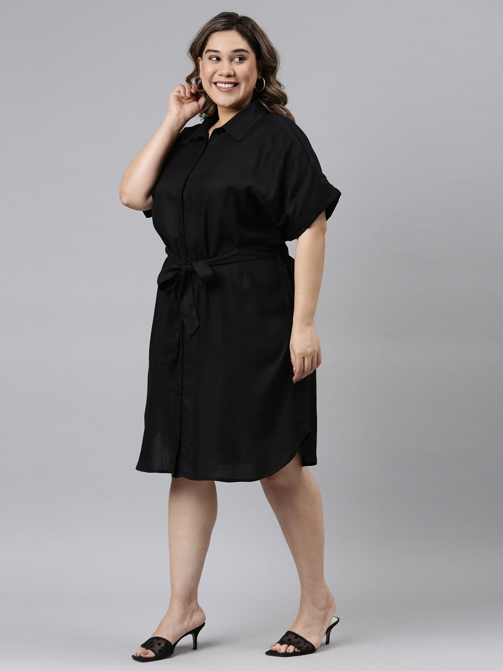 BLACK SHIRT DRESS