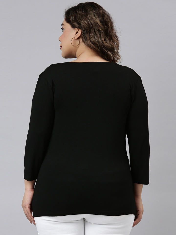 BLACK VISCOSE COWL NECK TOP