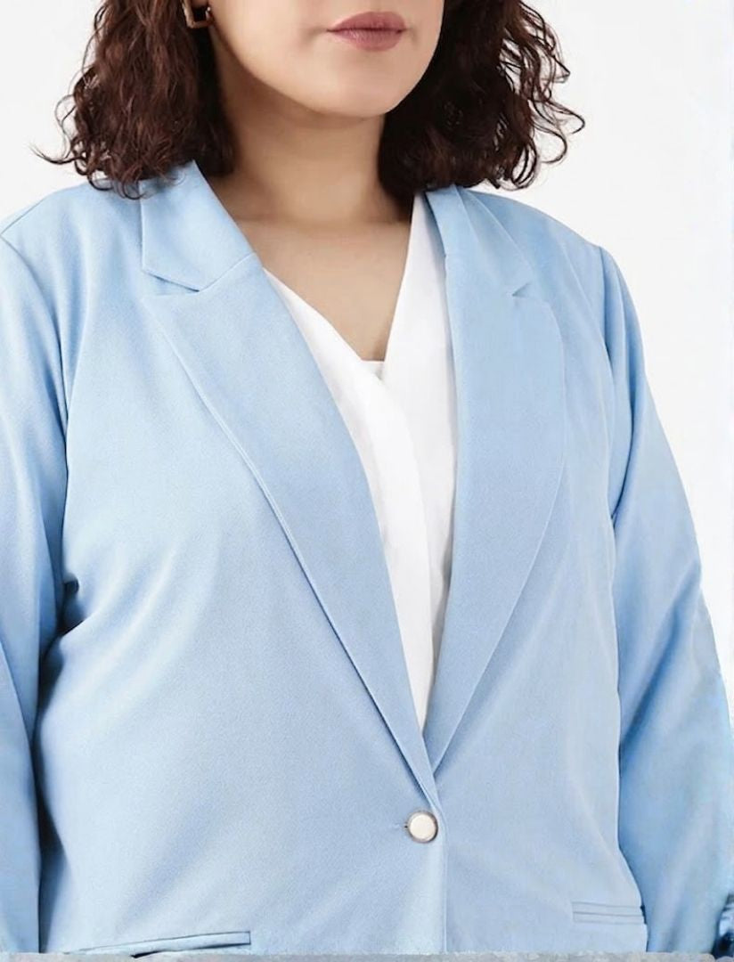 Blue Scuba Crepe Formal Blazer
