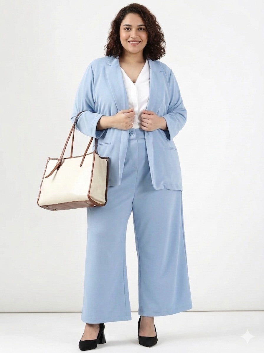 Blue Scuba Crepe Formal Blazer