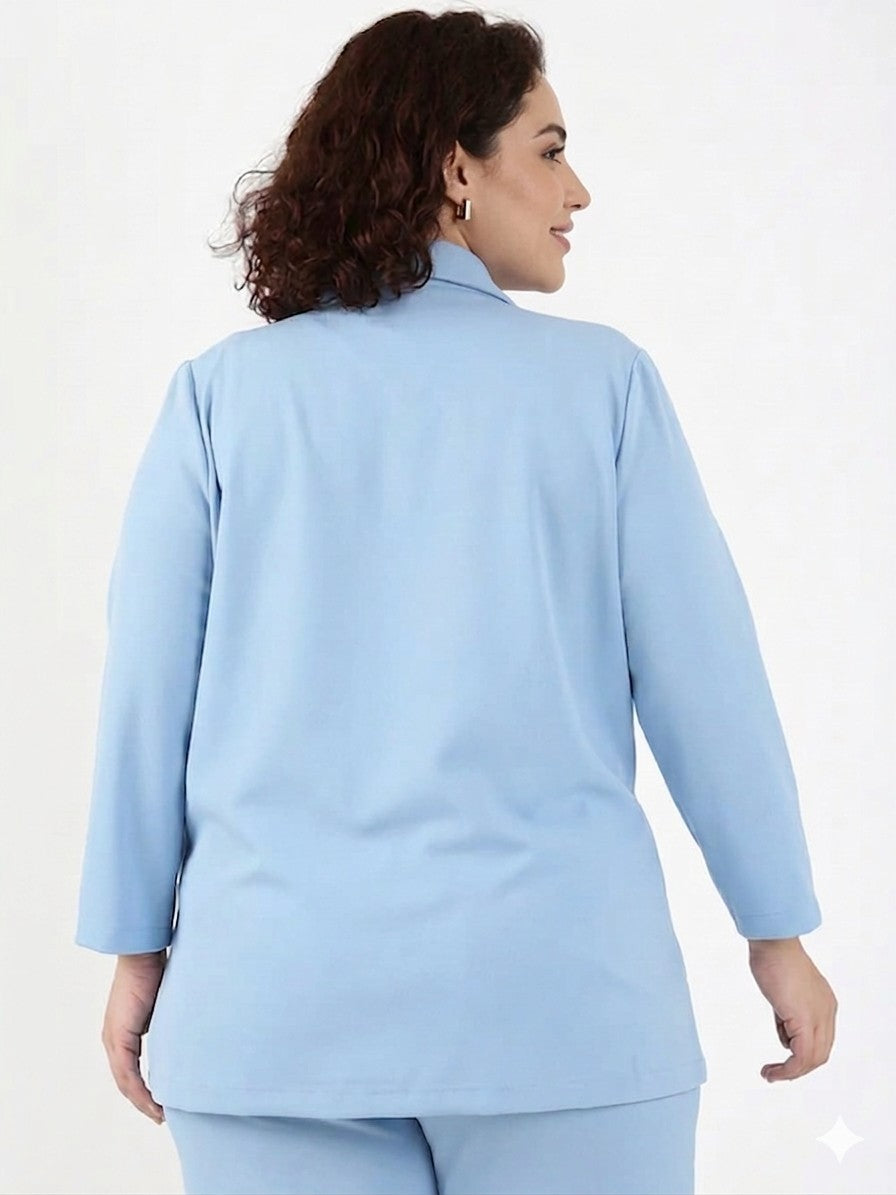 Blue Scuba Crepe Formal Blazer