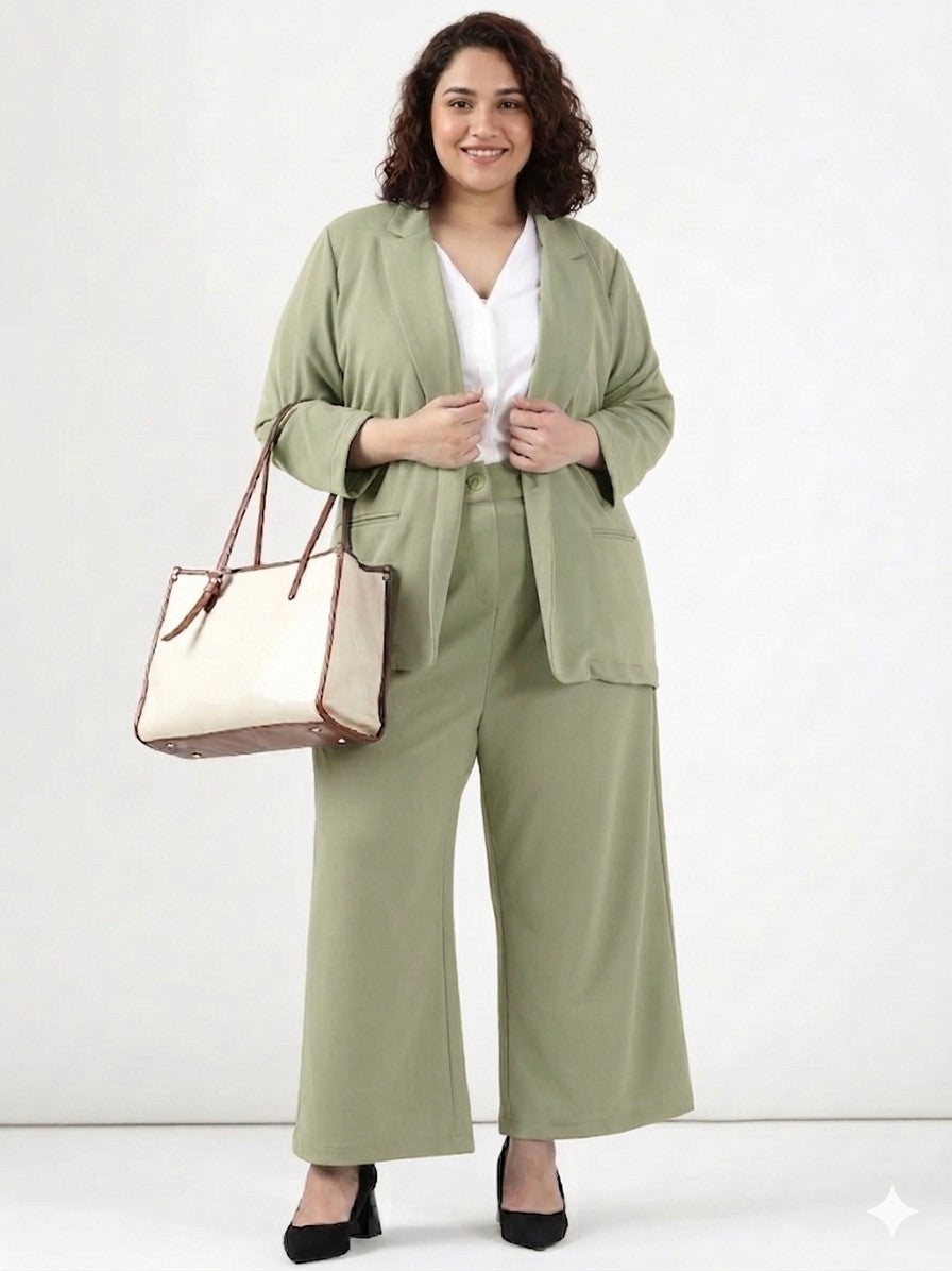 Green Scuba Crepe Formal Blazer