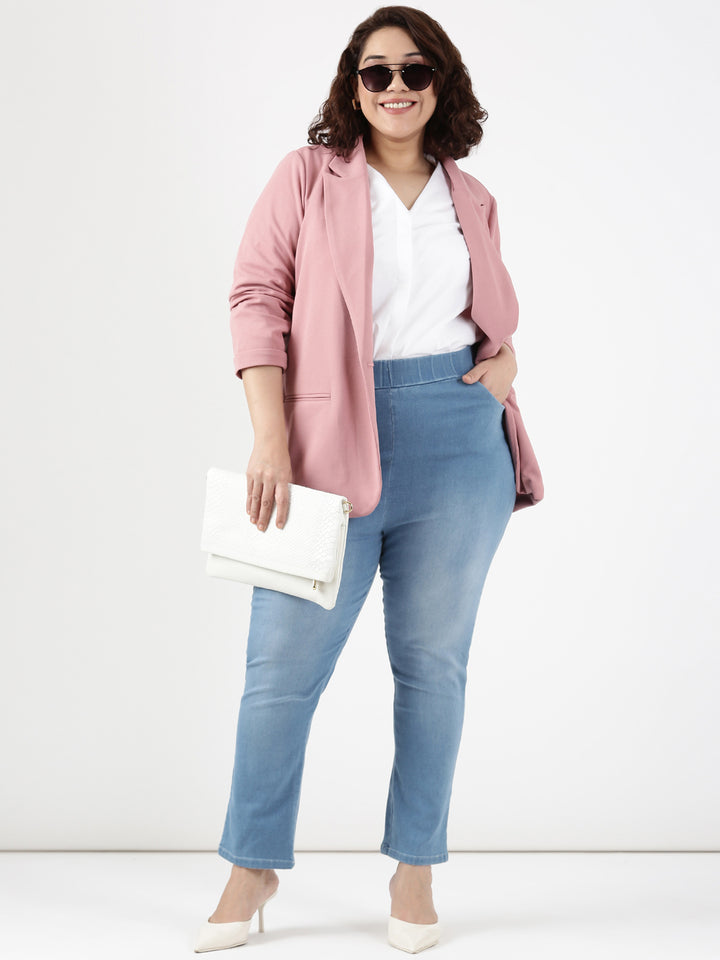 Pink Scuba Crepe Formal Blazer