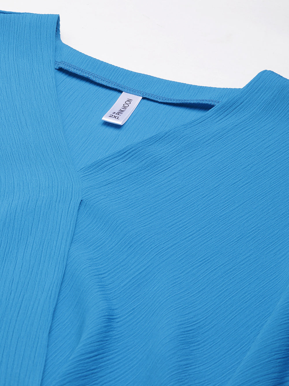 BLUE OVERLAP V-NECK TOP