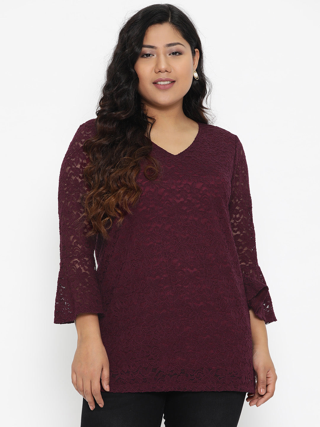 BURGUNDY LACE TOP