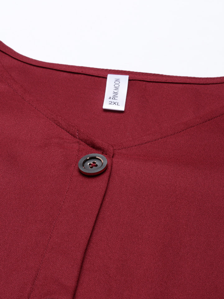 BURGUNDY MOSS CREPE BUTTON DOWN DRESS