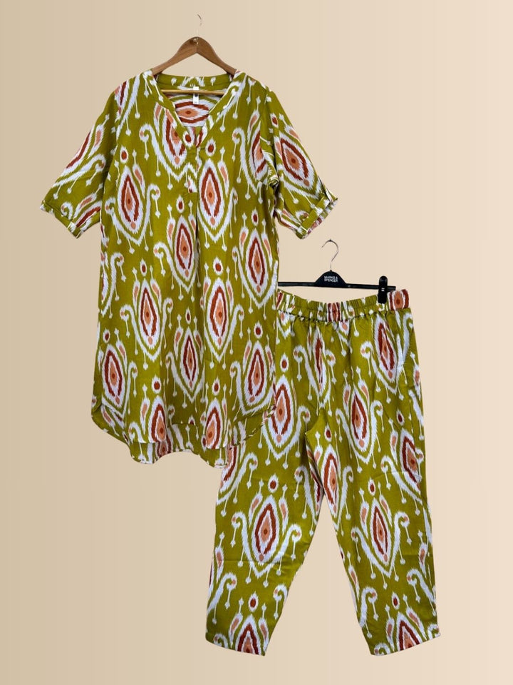 Olive Ikat Breeze Co-ord Set (2 Piece)
