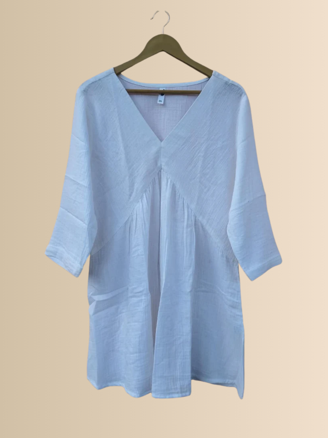 White Solid V-Neck Tunic
