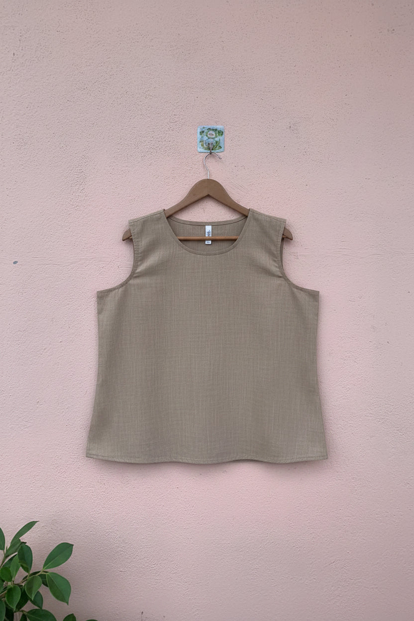 Beige Sleeveless Tank Top