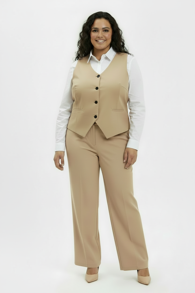 Beige Sleeveless Waistcoat