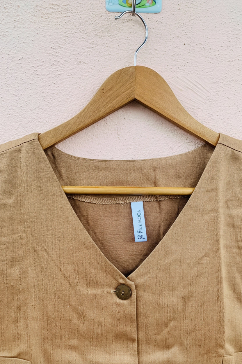 Beige Sleeveless Waistcoat