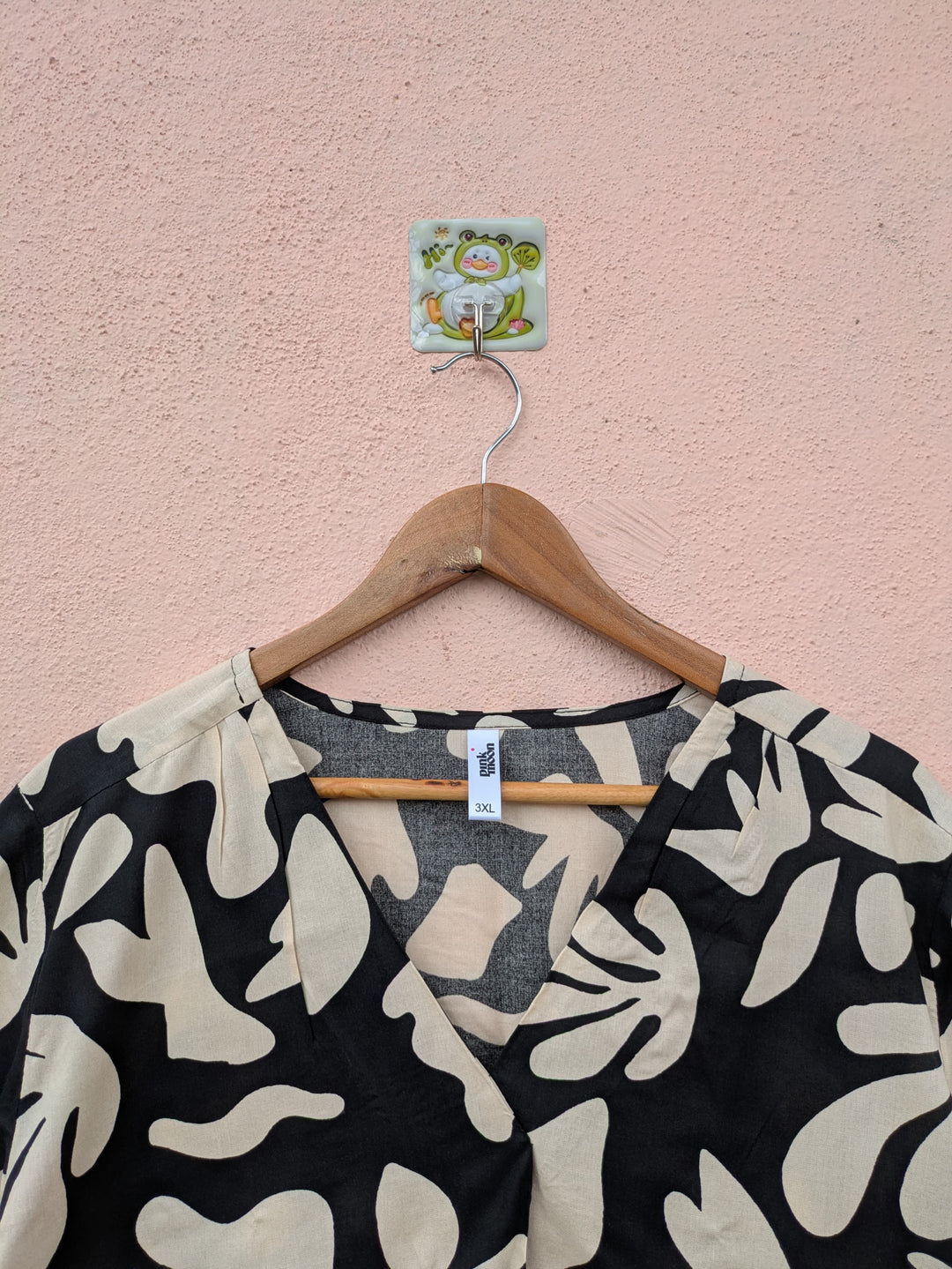 Black & Beige Abstract Top